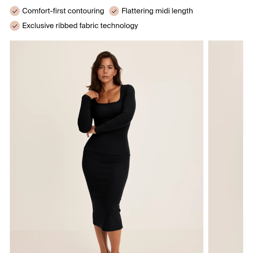 NWT SculptRib™ Cotton Midi Pencil Skirt Knix